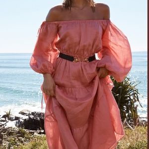 BARDOT GIANNA MIDI DRESS IN CORAL
